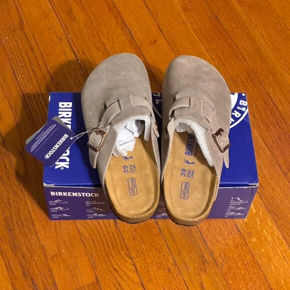 Birkenstock Boston Taupe suede clog sandal - Picture 2 of 4